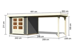 KARIBU Gartenhaus Askola 3,5, Terragrau, Fichtenholz 19mm, 528,5 X 246 X 211 Cm, Flachdach, Seitlicher Anbau 2,8m -Deko Garten Verkauf 30539 1 05.jpg