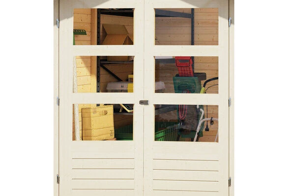 KARIBU Gartenhaus Askola 5, Terragrau, Fichtenholz 19mm, 591,5 X 246 X 211 Cm, Flachdach, Seitlicher Anbau 2,8m 2 KARIBU Gartenhaus Askola 5, Terragrau, Fichtenholz 19mm, 591,5 X 246 X 211 Cm, Flachdach, Seitlicher Anbau 2,8m – Bild 2