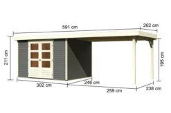 KARIBU Gartenhaus Askola 5, Terragrau, Fichtenholz 19mm, 591,5 X 246 X 211 Cm, Flachdach, Seitlicher Anbau 2,8m 14 KARIBU Gartenhaus Askola 5, Terragrau, Fichtenholz 19mm, 591,5 X 246 X 211 Cm, Flachdach, Seitlicher Anbau 2,8m -Deko Garten Verkauf 30539 2 05.jpg