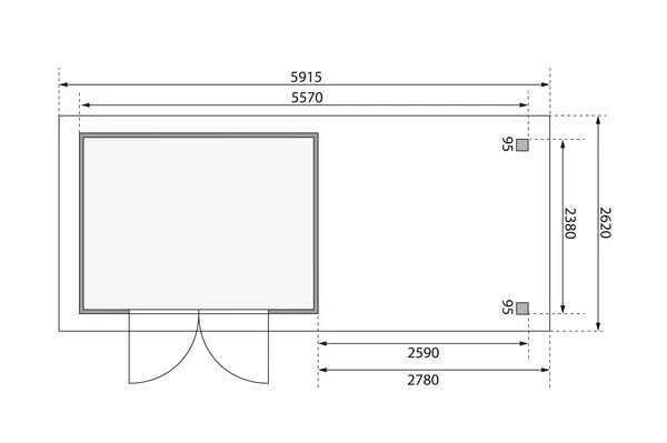 KARIBU Gartenhaus Askola 5, Terragrau, Fichtenholz 19mm, 591,5 X 246 X 211 Cm, Flachdach, Seitlicher Anbau 2,8m 6 KARIBU Gartenhaus Askola 5, Terragrau, Fichtenholz 19mm, 591,5 X 246 X 211 Cm, Flachdach, Seitlicher Anbau 2,8m – Bild 6