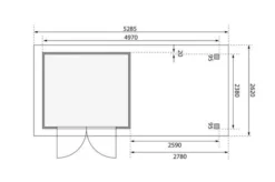 KARIBU Gartenhaus Askola 3,5, Naturbelassen, Fichtenholz 19mm, 528,5 X 246 X 211 Cm, Flachdach, Seitlicher Anbau 2,8m Mit Rückwand -Deko Garten Verkauf 30540 5 07.jpg
