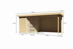 KARIBU Gartenhaus Schwandorf 3, Naturbelassen, Fichtenholz 19mm, 504,5 X 217 X 218 Cm, Flachdach, Anbau 2,8m Mit Rückwand -Deko Garten Verkauf 30551 1 05.jpg