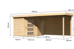KARIBU Gartenhaus Schwandorf 5, Naturbelassen, Fichtenholz 19mm, 530 X 246 X 218 Cm, Flachdach, Anbau 2,8m Mit Rückwand 14 KARIBU Gartenhaus Schwandorf 5, Naturbelassen, Fichtenholz 19mm, 530 X 246 X 218 Cm, Flachdach, Anbau 2,8m Mit Rückwand -Deko Garten Verkauf 30551 3 05.jpg