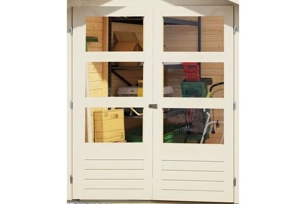 KARIBU Gartenhaus Amberg 4, Terragrau, Fichtenholz 19mm, 272 X 246 X 209 Cm, Satteldach, Doppelflügeltür 2 KARIBU Gartenhaus Amberg 4, Terragrau, Fichtenholz 19mm, 272 X 246 X 209 Cm, Satteldach, Doppelflügeltür – Bild 2