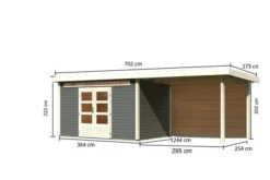 KARIBU Gartenhaus Kandern 7, Terragrau, Fichtenholz 28mm, 702 X 244 X 222 Cm, Pultdach, Anbau 3,2m Mit Rückwand -Deko Garten Verkauf 30559 4 05.jpg