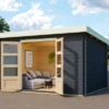 KARIBU Gartenhaus Bastrup 7, Anthrazit, Fichtenholz 28mm, 357 X 297 X 222 Cm, Pultdach, Eco Doppelflügeltür