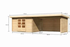 KARIBU Gartenhaus Bastrup 7, Naturbelassen, Fichtenholz 28mm, 774,5 X 297 X 222 Cm, Pultdach, Anbau 4m Mit Rück- Und Seitenwand -Deko Garten Verkauf 30570 3 05.jpg