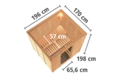 KARIBU Sodin Sauna , Naturbelassen, Fichte, 196x170x198 Cm, Fronteinstieg, BronzierteTür, Ofen 4,5 KW Integr. Str. -Deko Garten Verkauf 30677 1 05.jpg
