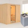KARIBU Tromsö Sauna , Naturbelassen, Fichte, 196x178x198 Cm,SETOfen 4,5 KW Integr. Strg.