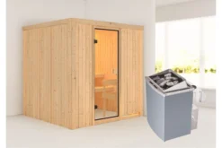 KARIBU Tromsö Sauna , Naturbelassen, Fichte, 196x178x198 Cm,SETOfen 4,5 KW Integr. Strg.