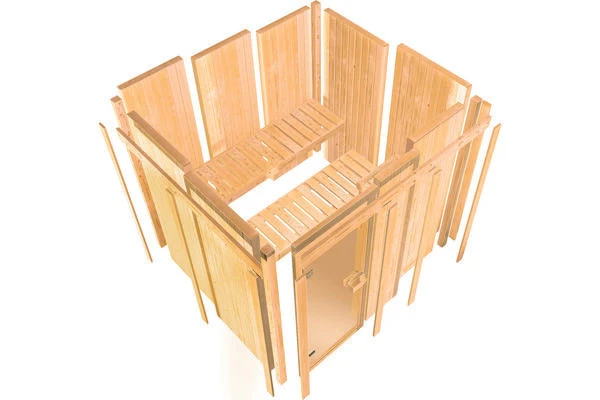 KARIBU Tromsö Sauna , Naturbelassen, Fichte, 196x178x198 Cm,SETOfen 4,5 KW Bio Ext. Strg. Easy 4 KARIBU Tromsö Sauna , Naturbelassen, Fichte, 196x178x198 Cm,SETOfen 4,5 KW Bio Ext. Strg. Easy – Bild 4