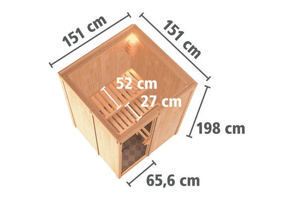 KARIBU Norin Sauna, Naturbelassen, Fichte, 151 X 151 X 198 Cm, Fronteinstieg, Mit Graphitfarbener Tür, SET Mit Ofen 4,5 KW Bio Ext. Strg. 5 KARIBU Norin Sauna, Naturbelassen, Fichte, 151 X 151 X 198 Cm, Fronteinstieg, Mit Graphitfarbener Tür, SET Mit Ofen 4,5 KW Bio Ext. Strg. – Bild 5