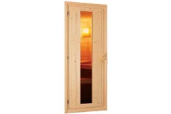 KARIBU Carin Sauna, Naturbelassen, Fichte, 210 X 165 X 202 Cm, Eckeinstieg,mit Energiespartür Und Kranz SETmit Ofen 4,5 KW Ext. Strg. Easy -Deko Garten Verkauf 30928 5 03.jpg