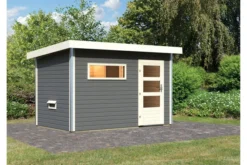 KARIBU Skrollan 1 Saunahaus, Terragrau, Fichte, 336 X 196 X 195 Cm, Fronteinstieg, Mit Moderner Tür SET Mit Fenster -Deko Garten Verkauf 30941 1 03.jpg