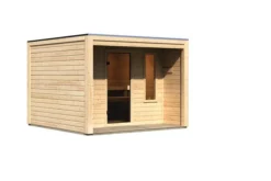 KARIBU Eldor Saunahaus, Naturbelassen, Fichte, 276x276x210 Cm, Mit Bronzierter Tür Und Terrasse -Deko Garten Verkauf 31316 1 03.jpg