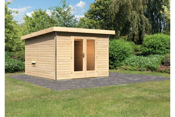 KARIBU Mainburg 1 Saunahaus, Naturbelassen, Fichte, 309x309x229 Cm, SET B Mit Doppelflügeltür Und Vorraum 1 KARIBU Mainburg 1 Saunahaus, Naturbelassen, Fichte, 309x309x229 Cm, SET B Mit Doppelflügeltür Und Vorraum