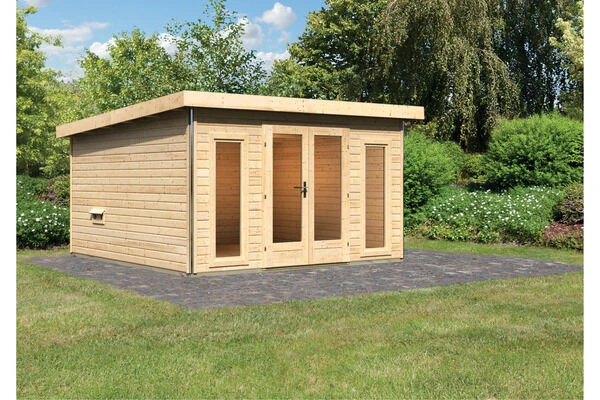 KARIBU Mainburg 3 Saunahaus, Naturbelassen, Fichte, 369x369x229 Cm, SET B Mit Doppelflügeltür Und Vorraum 1 KARIBU Mainburg 3 Saunahaus, Naturbelassen, Fichte, 369x369x229 Cm, SET B Mit Doppelflügeltür Und Vorraum