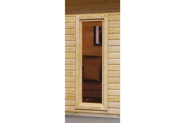 KARIBU Mainburg 3 Saunahaus, Naturbelassen, Fichte, 369x369x229 Cm, SET B Mit Doppelflügeltür Und Vorraum 11 KARIBU Mainburg 3 Saunahaus, Naturbelassen, Fichte, 369x369x229 Cm, SET B Mit Doppelflügeltür Und Vorraum – Bild 11