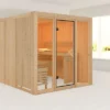 KARIBU Askja Sauna, Naturbelassen, Fichte, 216x234x198 Cm, Mit Fronteinstieg Und Ganzglastür