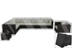 OUTFLEXX Premium Abdeckhauben-Set Für Lounges, 3-teilig, Tisch 42 X 42 Cm, Schwarz, Wasserbeständig