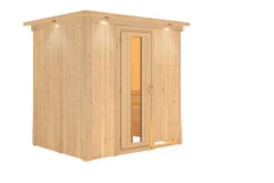 KARIBU Benin Energiespar-Sauna, Naturbelassen, Fichte, 210x165x202 Cm, Mit Kranz Und Fronteinstieg -Deko Garten Verkauf 31390 1 03.jpg