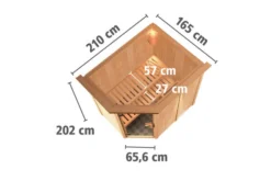 KARIBU Caspin Energiespar-Sauna, Naturbelassen, Fichte, 210x165x202 Cm, Mit Kranz Und Eckeinstieg -Deko Garten Verkauf 31391 1 05.jpg