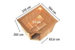 KARIBU Lobin Energiespar-Sauna, Naturbelassen, Fichte, 210x184x202 Cm, Mit Kranz Und 3,6 KW Ofen Integr. Steuerung -Deko Garten Verkauf 31393 2 05.jpg