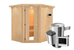 KARIBU Lobin Energiespar-Sauna, Naturbelassen, Fichte, 210x184x202 Cm, Mit Kranz Und 3,6 KW Ofen Ext. Steuerung Modern -Deko Garten Verkauf 31393 3 03.jpg