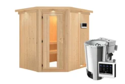KARIBU Lobin Energiespar-Sauna, Naturbelassen, Fichte, 210x184x202 Cm, Mit Kranz Und 3,6 KW Bio-Ofen Ext. Steuerung Easy -Deko Garten Verkauf 31393 4 03.jpg