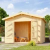 KARIBU Anton Saunahaus, Naturbelassen, Fichte, 304x304x250 Cm, Mit 9 KW Ofen Ext. Steuerung