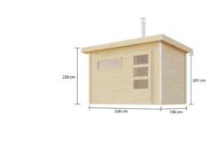 KARIBU Skrollan 1 Saunahaus, Naturbelassen, Fichte, 336x196x228 Cm, Moderne Tür & Holzofen Inkl. Schornstein -Deko Garten Verkauf 31399 2 05.jpg