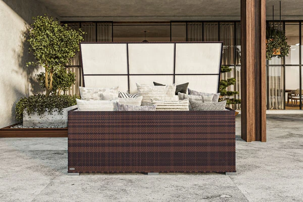 OUTFLEXX Kissenbox, Braun Marmoriert, Polyrattan, 204x94x75cm 1 OUTFLEXX Kissenbox, Braun Marmoriert, Polyrattan, 204x94x75cm