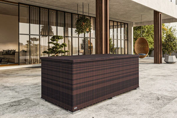OUTFLEXX Kissenbox, Braun Marmoriert, Polyrattan, 204x94x75cm 2 OUTFLEXX Kissenbox, Braun Marmoriert, Polyrattan, 204x94x75cm – Bild 2