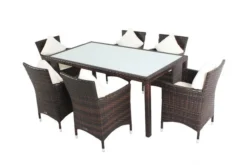 OUTFLEXX Esstisch, Braun-marmoriert, Polyrattan, 180x100cm, Weiße Innenliegendes Glasplatte -Deko Garten Verkauf 3 10635.jpg