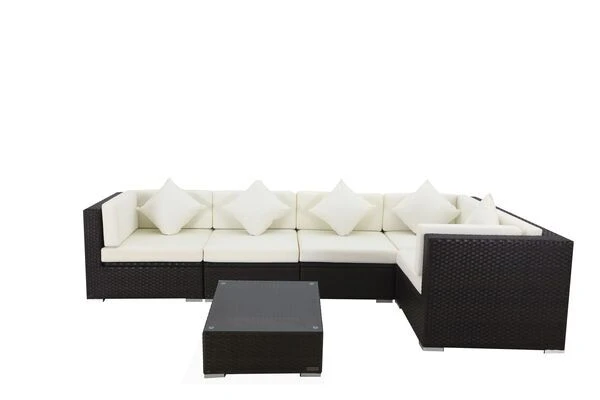 OUTFLEXX Ecklounge-Set Polyrattan, Braun, Für 5 Personen, Inkl. Kaffeetisch, Wasserfeste Kissenbox 3 OUTFLEXX Ecklounge-Set Polyrattan, Braun, Für 5 Personen, Inkl. Kaffeetisch, Wasserfeste Kissenbox – Bild 3