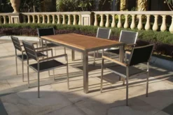 OUTFLEXX Sitzgruppe, Schwarz, Edelstahl/Teak, Esstisch 180 X 90 Cm, 6 Stapelstühle Gepolstert -Deko Garten Verkauf 3 14190.jpg