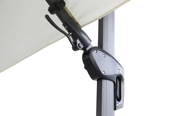 OUTFLEXX Ampelschirm, Creme, Pulverbesch. Aluminium, 300x300 Cm, Inkl. Plattenständer, Twist-Funktion 8 OUTFLEXX Ampelschirm, Creme, Pulverbesch. Aluminium, 300x300 Cm, Inkl. Plattenständer, Twist-Funktion – Bild 8