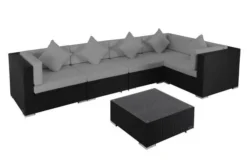 OUTFLEXX Loungemöbel-Set Polyrattan, Schwarz, Für 5 Personen, Inkl. Kaffeetisch, Wasserfeste Kissenbox -Deko Garten Verkauf 3 1714 BOX B.jpg