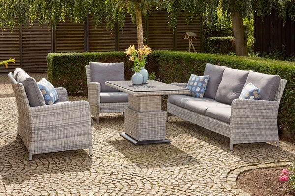 SIENA GARDEN Soria 3-Sitzer Loungesofa, Ice Grey, Alu / Gardino®-Geflecht, 203x87x88 Cm 3 SIENA GARDEN Soria 3-Sitzer Loungesofa, Ice Grey, Alu / Gardino®-Geflecht, 203x87x88 Cm – Bild 3