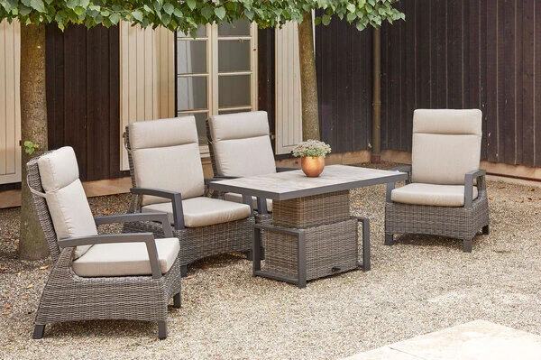 SIENA GARDEN Corido Lifttisch, Charcoal, Alu / Gardino®-Geflecht, 130x75x47-71 Cm, Stufenlos Verstellbar 3 SIENA GARDEN Corido Lifttisch, Charcoal, Alu / Gardino®-Geflecht, 130x75x47-71 Cm, Stufenlos Verstellbar – Bild 3