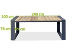 OUTFLEXX Kona Esstisch, Dark Grey/natur, Alu/recycled FSC®-Teak, 240x100x76cm, Rustikal Gebürstet, U-Gestell -Deko Garten Verkauf 3 20326.jpg