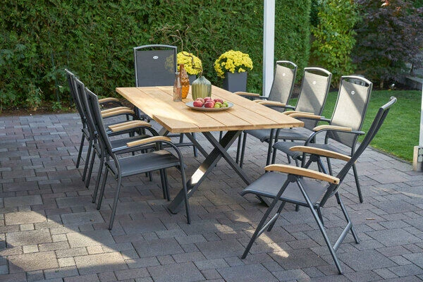 HARTMAN Xanadu Esstisch, Xerix, Alu / Teakholz, 220 X 100 Cm, X-Gestell 3 HARTMAN Xanadu Esstisch, Xerix, Alu / Teakholz, 220 X 100 Cm, X-Gestell – Bild 3