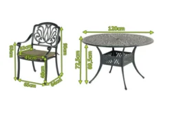 HARTMAN Amalfi Sitzgruppe, Dunkelgrün, Alu-Guss, 4 Diningsessel, Inkl. Polster, Ø120cm -Deko Garten Verkauf 3 21182.jpg