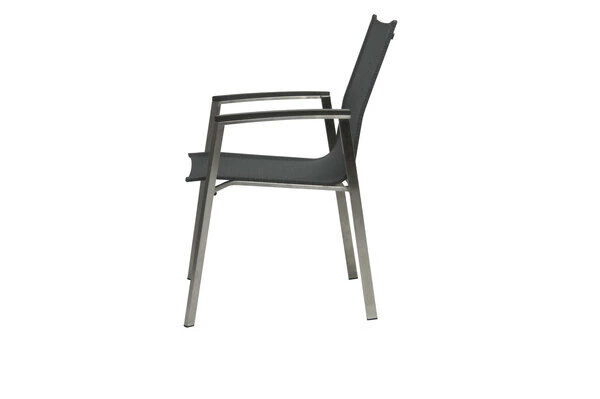 STERN New Top Stapelsessel, Silber/karbon, Edelstahl/Textil/Aluminiumarmlehnen, 63x57x90 Cm, Stapelbar 3 STERN New Top Stapelsessel, Silber/karbon, Edelstahl/Textil/Aluminiumarmlehnen, 63x57x90 Cm, Stapelbar – Bild 3