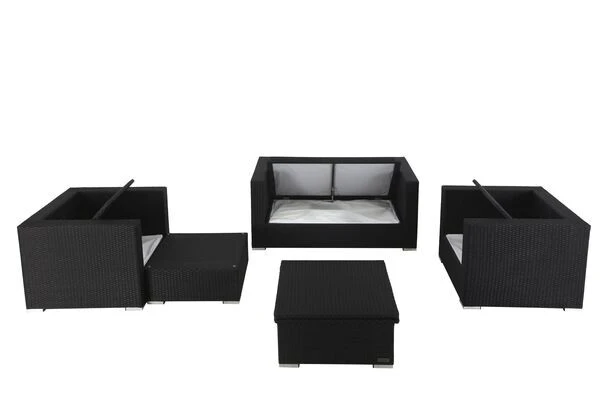 OUTFLEXX Loungemöbel-Set, 5 Personen, Schwarz, Polyrattan, Inkl. Loungetisch, Wasserfeste Kissenbox 6 OUTFLEXX Loungemöbel-Set, 5 Personen, Schwarz, Polyrattan, Inkl. Loungetisch, Wasserfeste Kissenbox – Bild 6