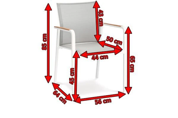BEST Paros Stapelsessel, Weiß/grau, Alu/Ergotex/Teak, 56 X 64 X 85 Cm 4 BEST Paros Stapelsessel, Weiß/grau, Alu/Ergotex/Teak, 56 X 64 X 85 Cm – Bild 4