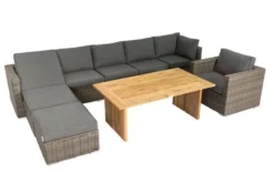 OUTFLEXX Loungegarnitur, Polyrattan/Teakholz, Tisch 160x90cm, Für 8 Personen, Wasserfeste Kissenbox -Deko Garten Verkauf 4 19396.jpg
