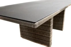 Ploß Rabida Dining Tisch, Champagner-meliert, Polyrattan, 220 X 100 Cm, Glasplatte In Steinoptik -Deko Garten Verkauf 4 20161.jpg