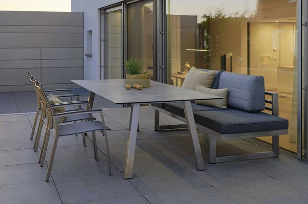 STERN New Holly Dining-Bank/Liege, Silbergrau, Edelstahl, 216x77x73 Cm, Inkl. Polster Schiefergrau 4 STERN New Holly Dining-Bank/Liege, Silbergrau, Edelstahl, 216x77x73 Cm, Inkl. Polster Schiefergrau – Bild 4