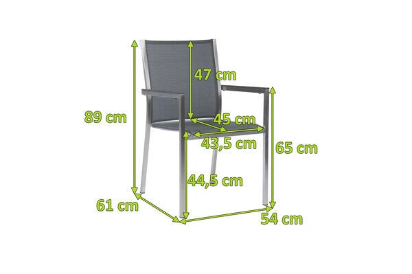 STERN Polaris Stapelsessel, Silber/karbon, Edelstahl/Textil/Aluminiumarmlehnen, 61x54x89 Cm, Stapelbar 4 STERN Polaris Stapelsessel, Silber/karbon, Edelstahl/Textil/Aluminiumarmlehnen, 61x54x89 Cm, Stapelbar – Bild 4